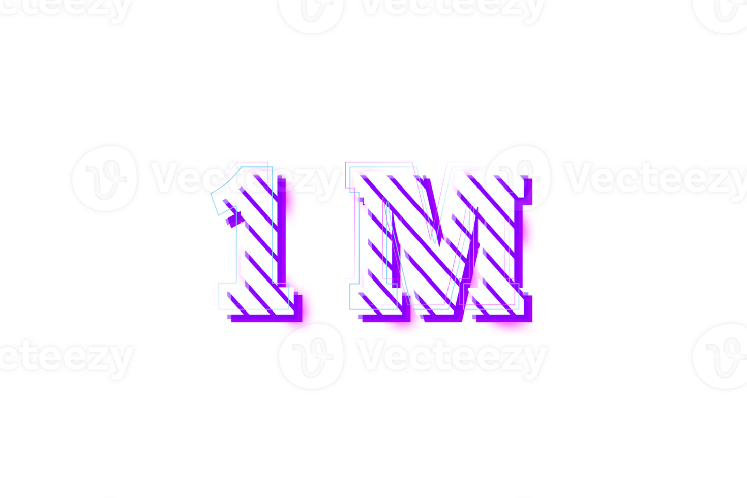 1 million subscribers celebration greeting Number with stripe design png