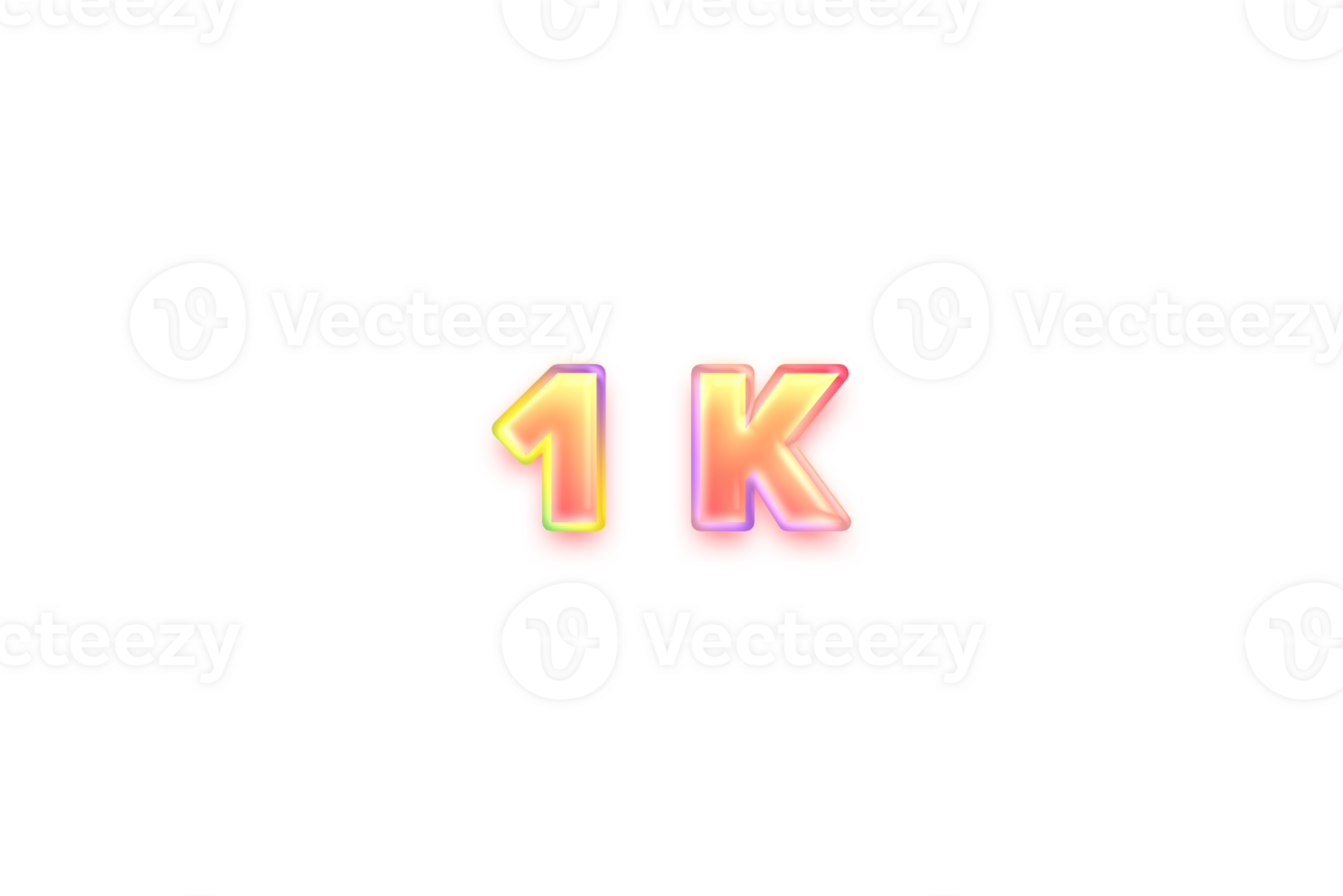 1 k subscribers celebration greeting Number with candy color design png