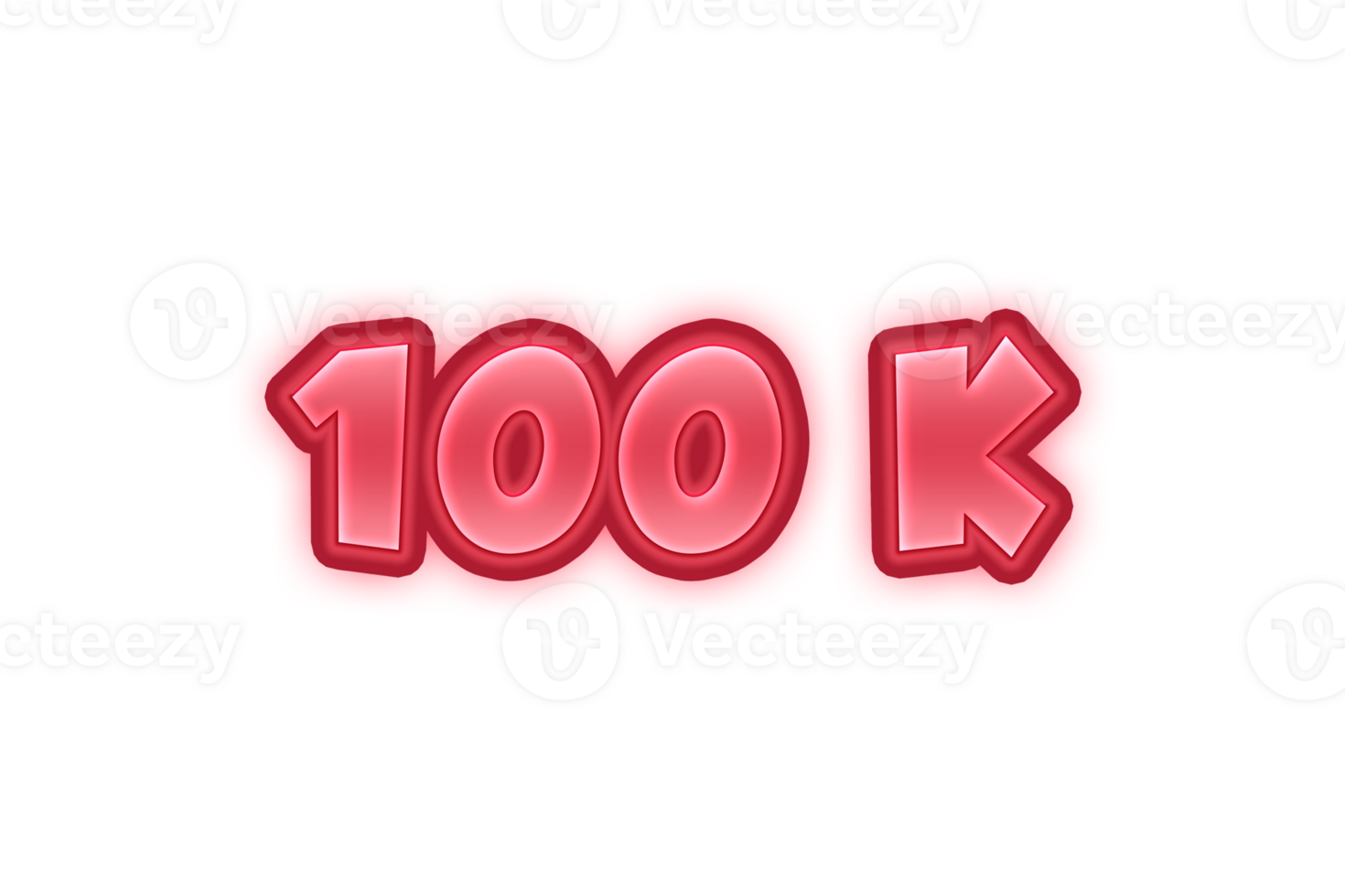 100 k subscribers celebration greeting Number with red embossed design png