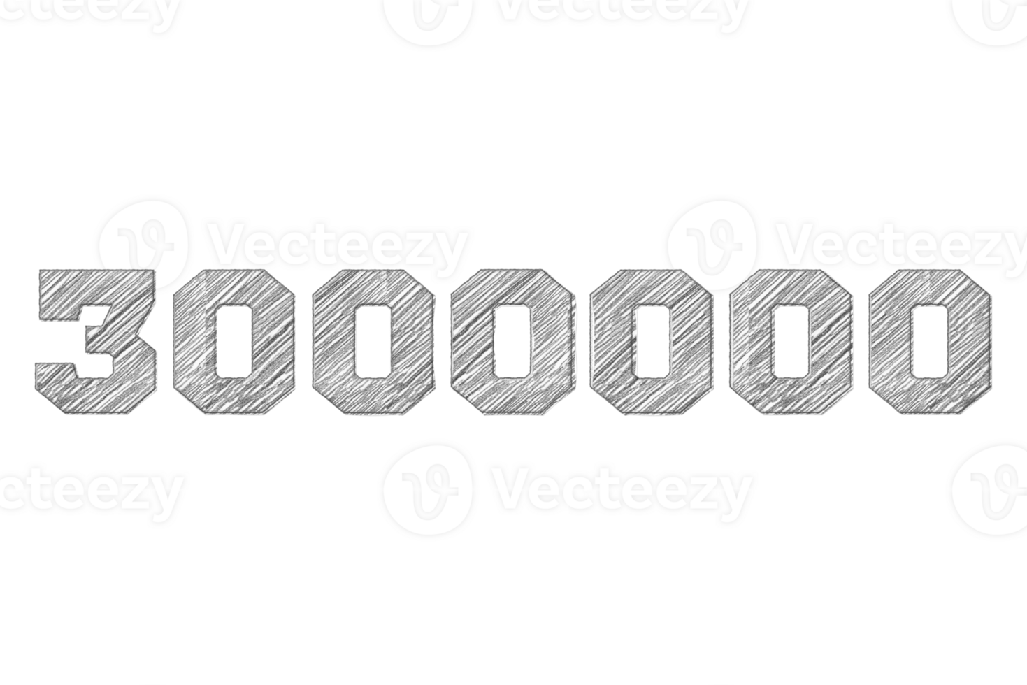 3000000 subscribers celebration greeting Number with pencil sketch design png