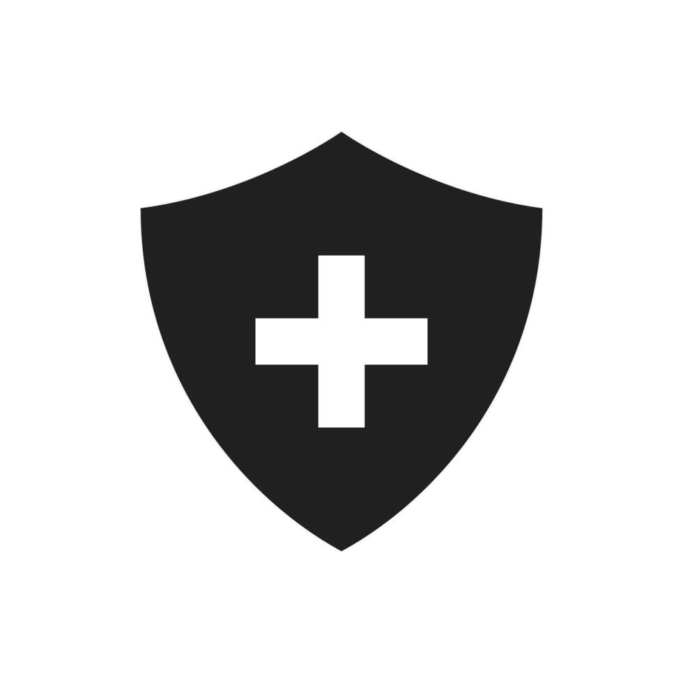 Hospital shield icon. Health insurance symbol. Flat design style. vector