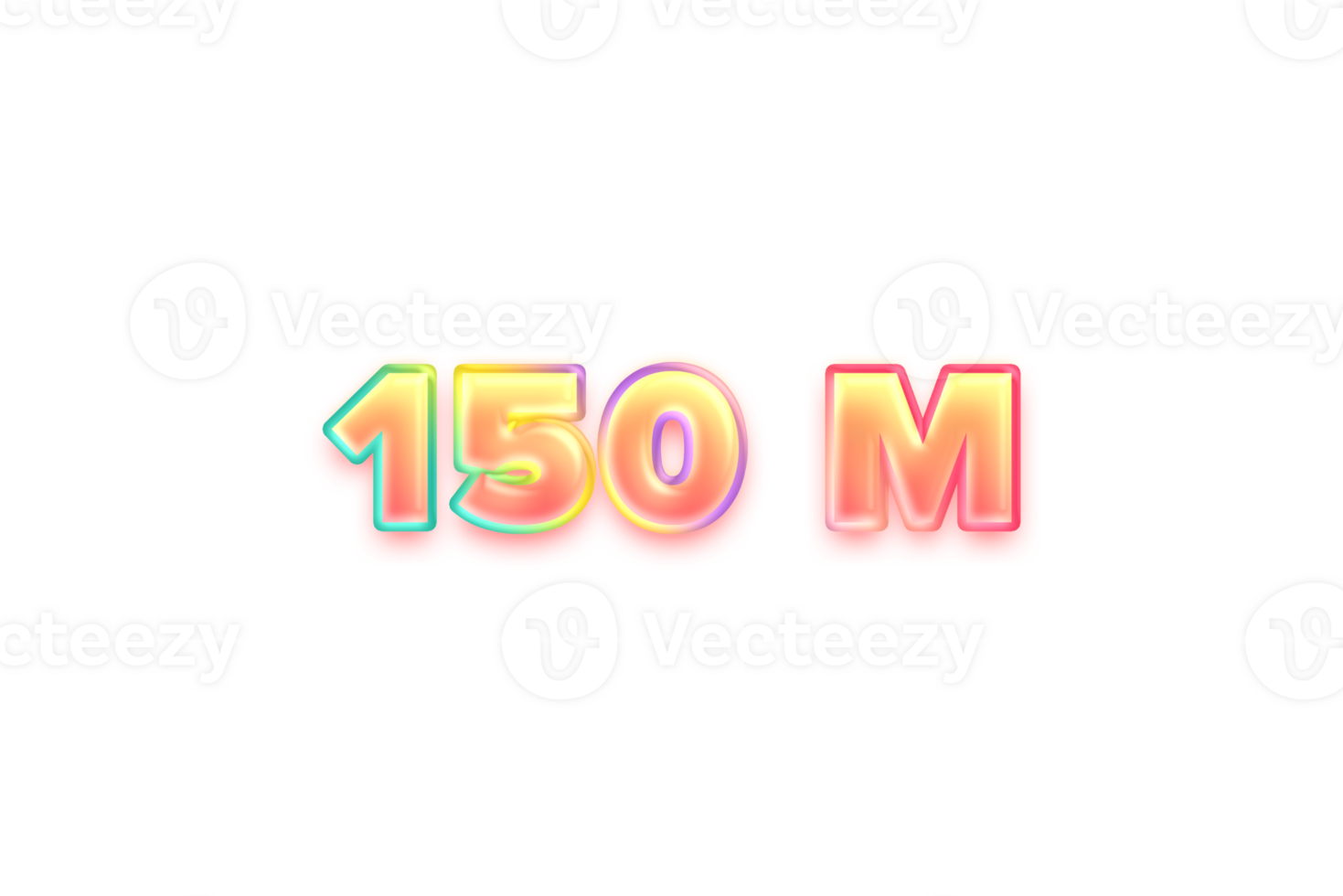 150 million subscribers celebration greeting Number with candy color design png