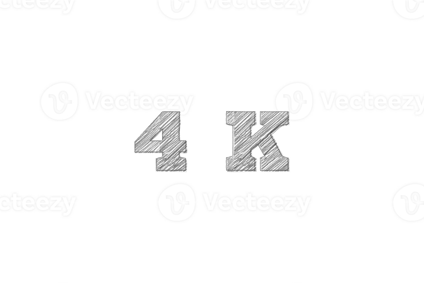 4 k subscribers celebration greeting Number with pencil sketch design png