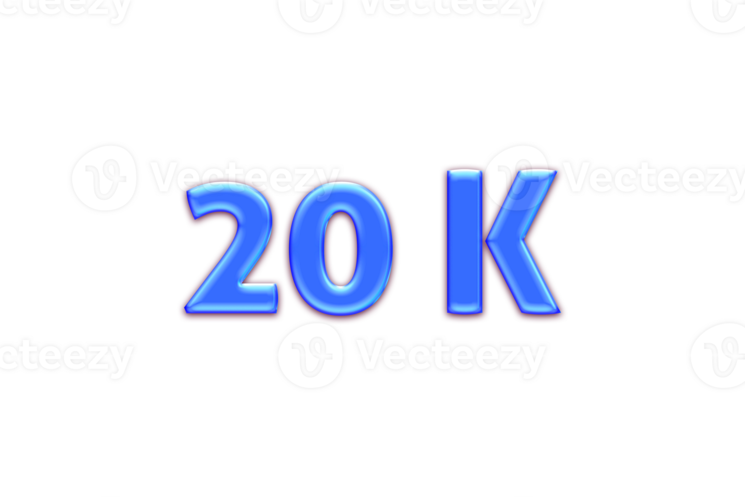 20 k subscribers celebration greeting Number with blue glosse design png
