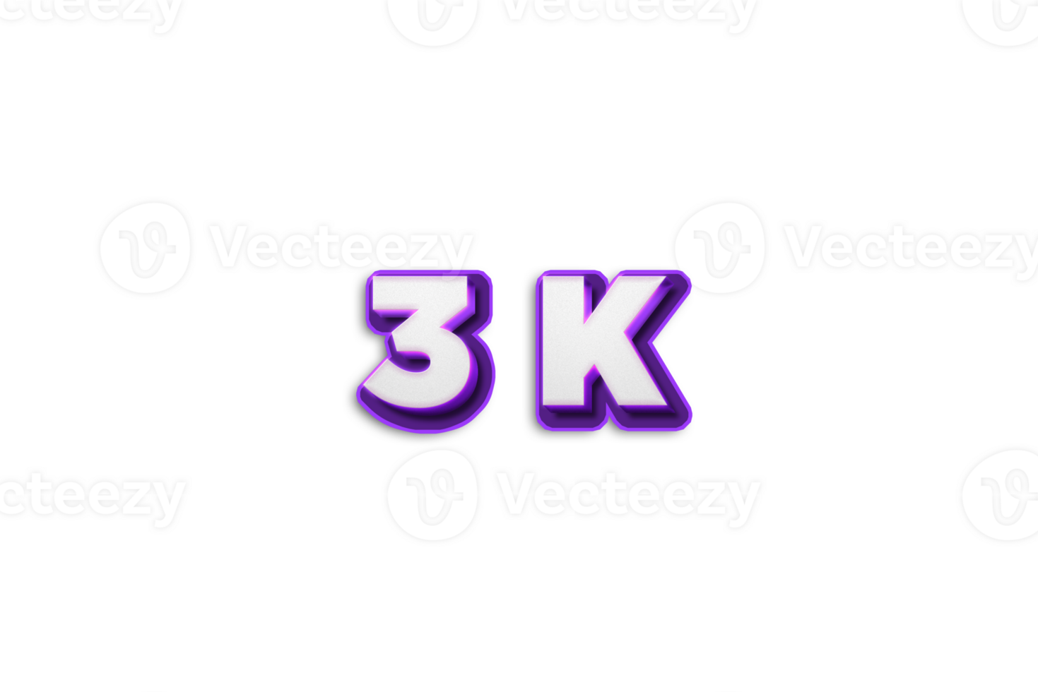 3 k subscribers celebration greeting Number with purple 3d design png