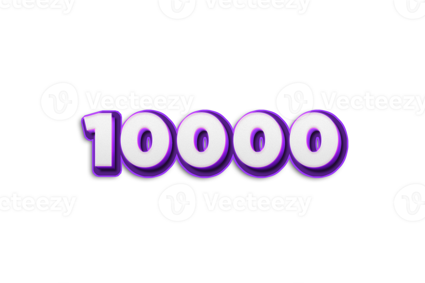 10000 subscribers celebration greeting Number with purple 3d design png