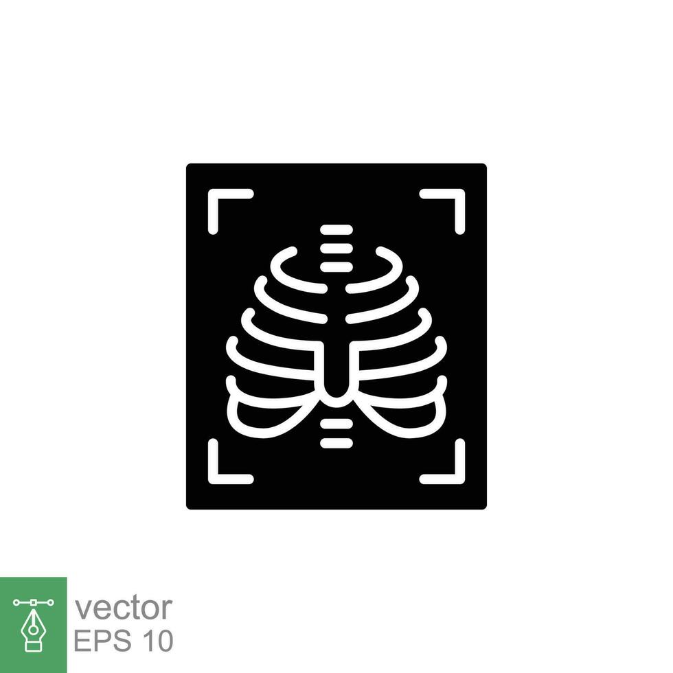 X-ray icon. Simple solid style. Radiology, xray, chest, lung, scan, bone, technology, medical concept. Black silhouette, glyph symbol. Vector symbol illustration isolated on white background. EPS 10.