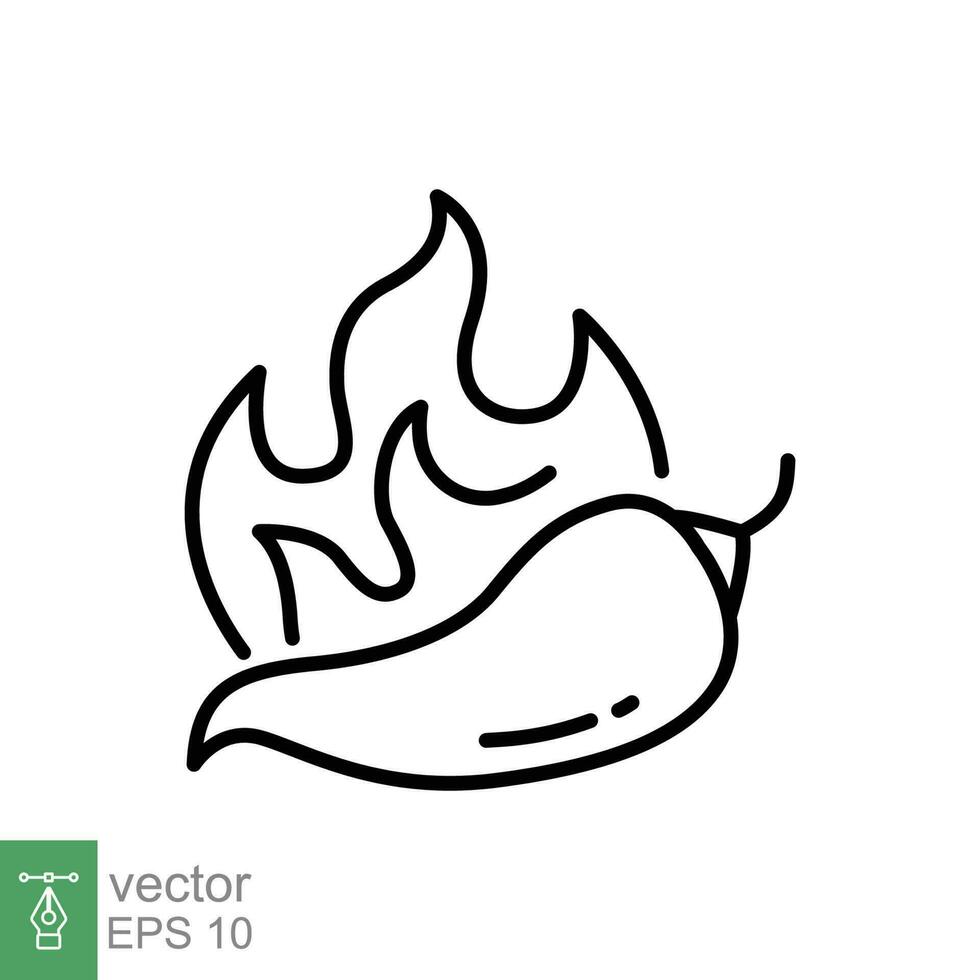 chile pimientos fuego icono. sencillo contorno estilo. fuego, quemar, Pimiento, caliente, hoguera, picante concepto. Delgado línea símbolo. vector símbolo ilustración aislado en blanco antecedentes. eps 10