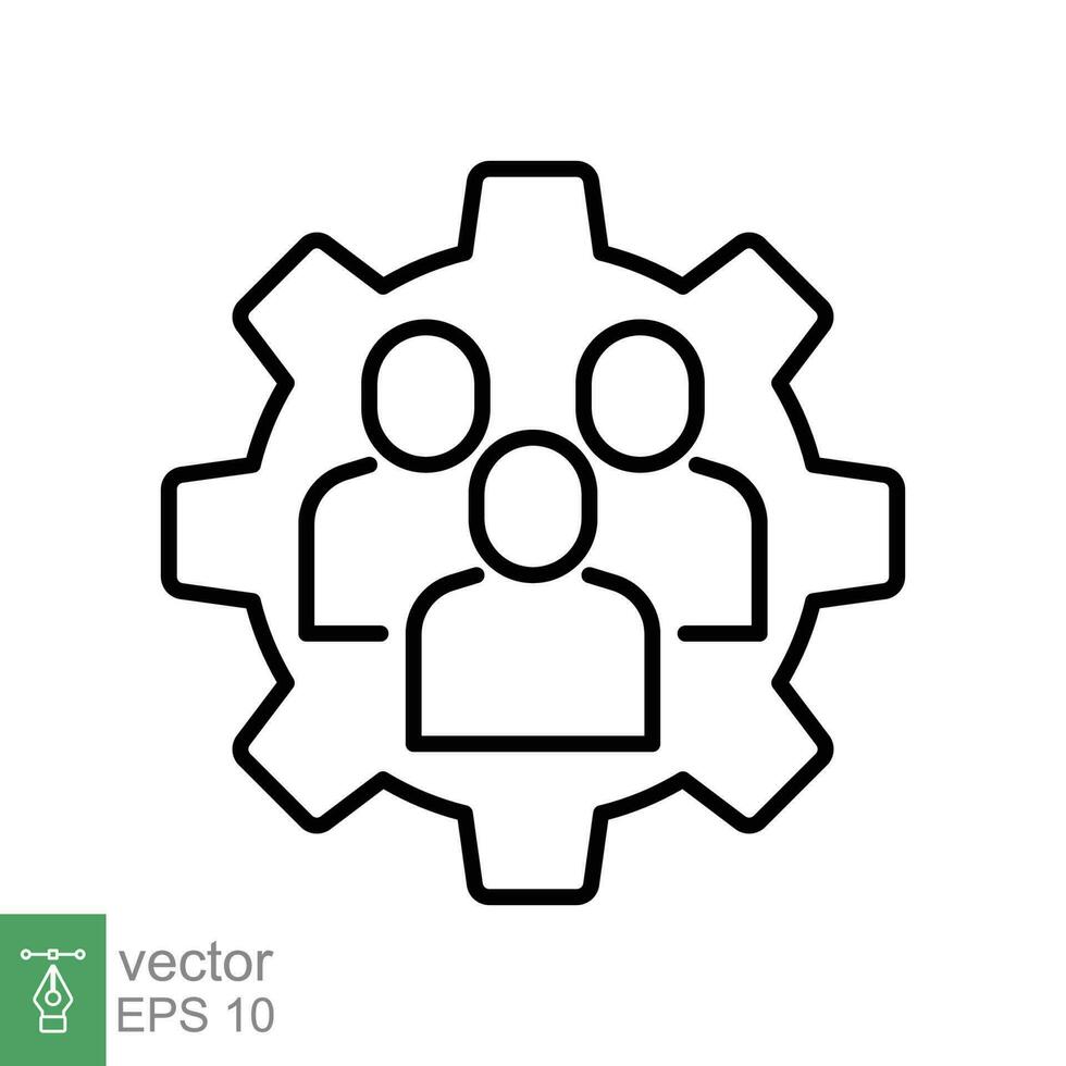 administración equipo icono. sencillo contorno estilo. administrar, instalación, personal, camaradería concepto. Delgado línea símbolo. vector símbolo ilustración aislado en blanco antecedentes. eps 10