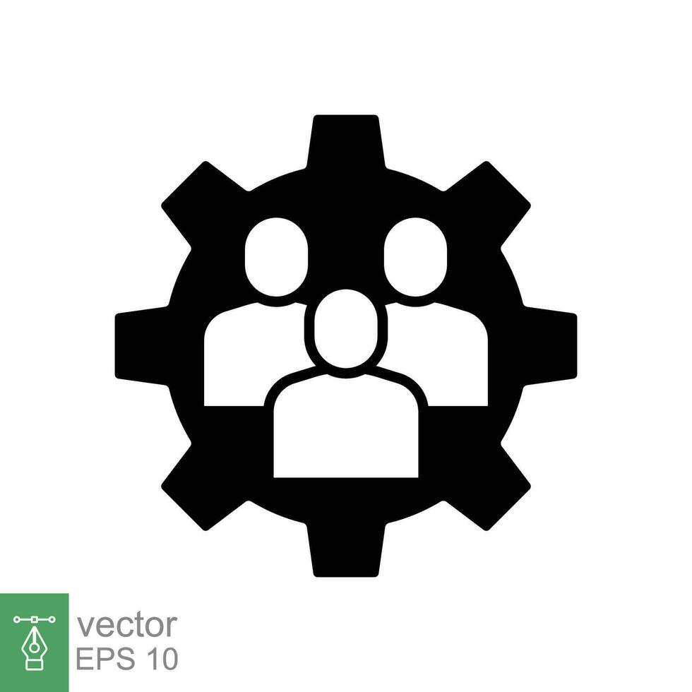 administración equipo icono. sencillo sólido estilo. administrar, instalación, personal, camaradería concepto. negro silueta, glifo símbolo. vector símbolo ilustración aislado en blanco antecedentes. eps 10