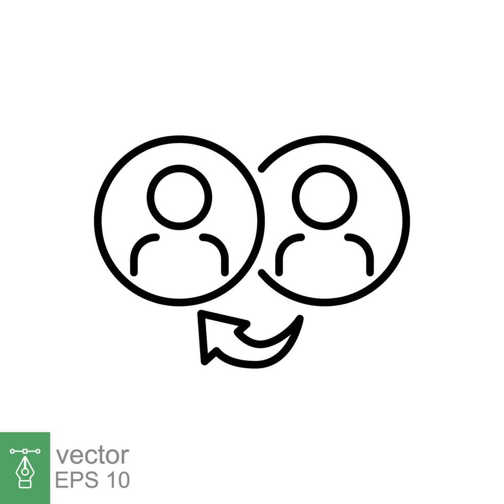 Referrals icon. Simple outline style. Reference, communication, people, guideline, business concept. Thin line symbol. Vector symbol illustration isolated on white background. EPS 10.