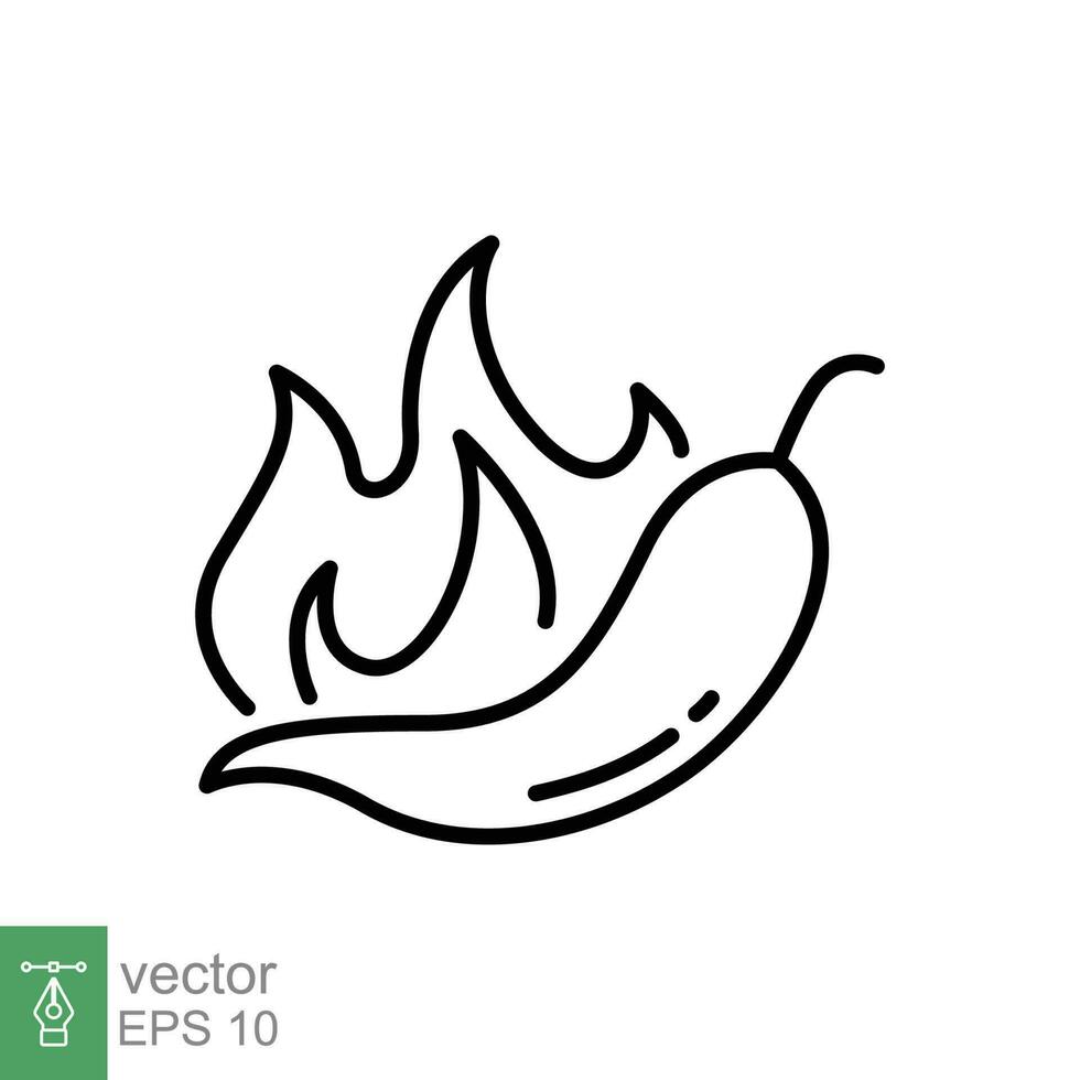 chile pimientos fuego icono. sencillo contorno estilo. fuego, quemar, Pimiento, caliente, hoguera, picante concepto. Delgado línea símbolo. vector símbolo ilustración aislado en blanco antecedentes. eps 10