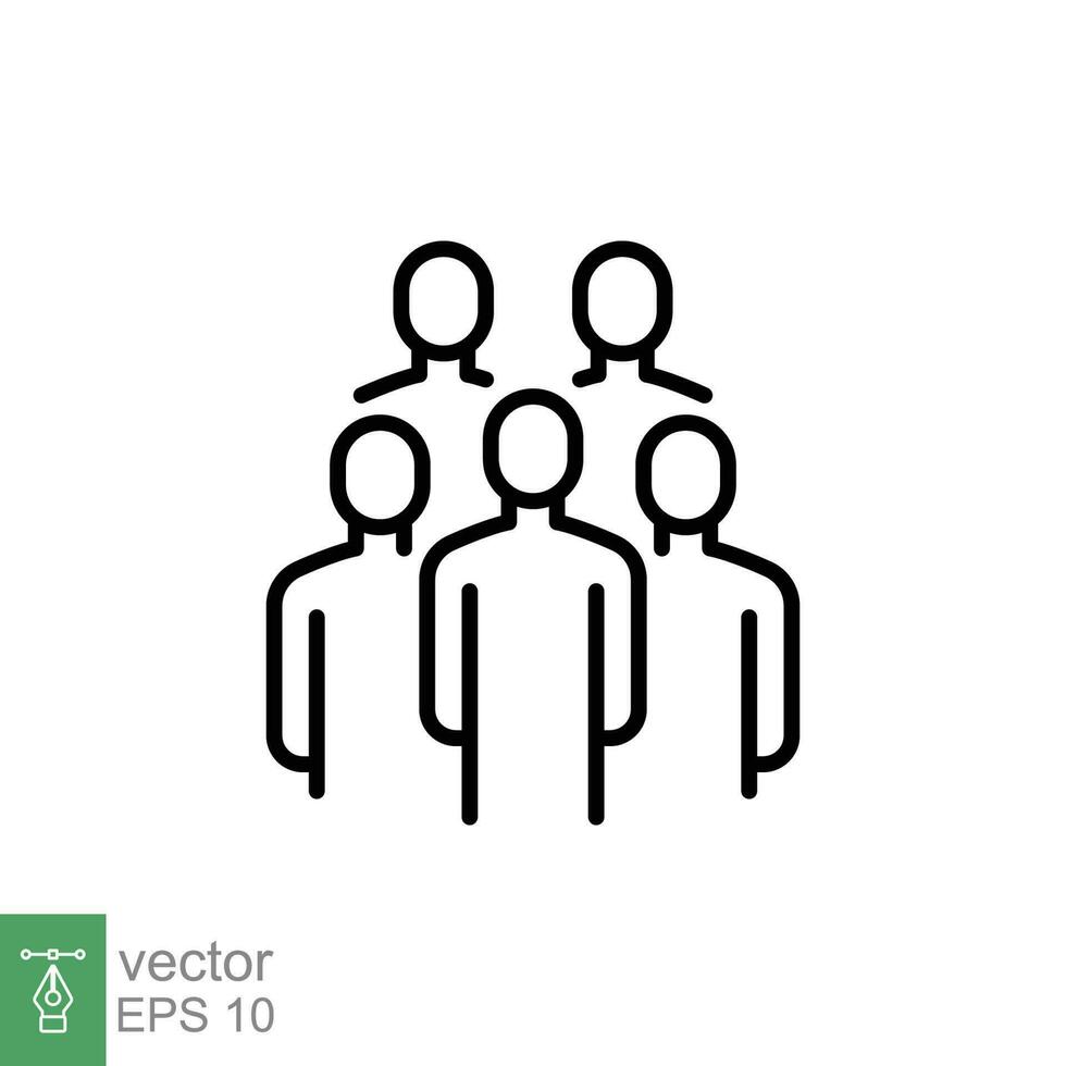 Crowd icon. Simple outline style. Organisation, group, management, people, team, staff, business concept. Thin line symbol. Vector symbol illustration isolated on white background. EPS 10.