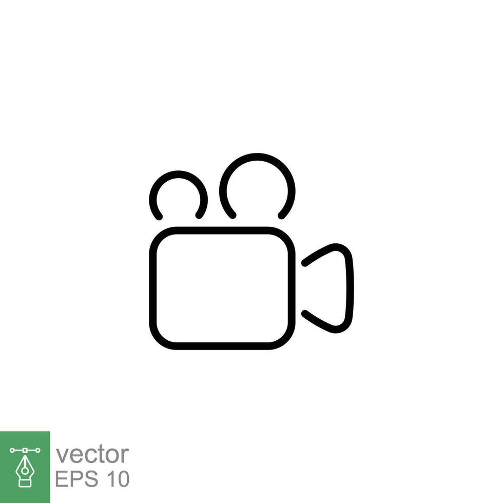 Video camera icon. Simple outline style. Movie, film, shoot, capture, camcorder, videography concept. Thin line symbol. Vector symbol illustration isolated on white background. EPS 10.