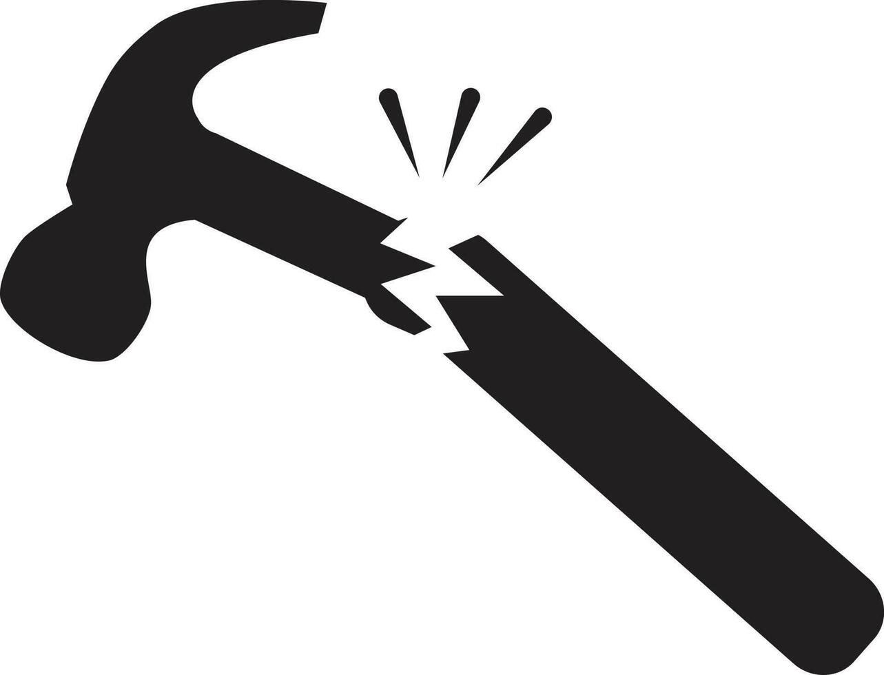 broken hammer icon on white background. broken equipment sign. flat