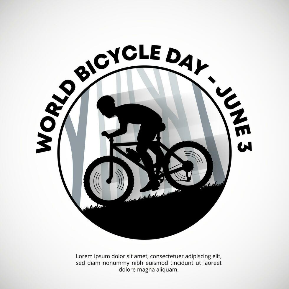 World bicycle day background with a silhouette of a downhill bicycler vector