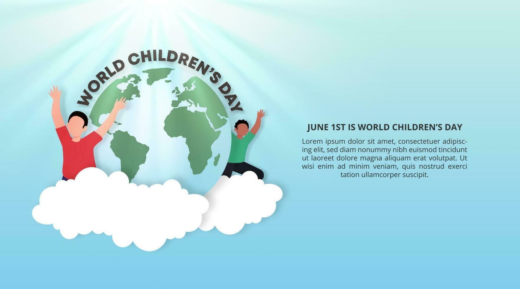 World Children's Day background with happy children around the world illustration vector