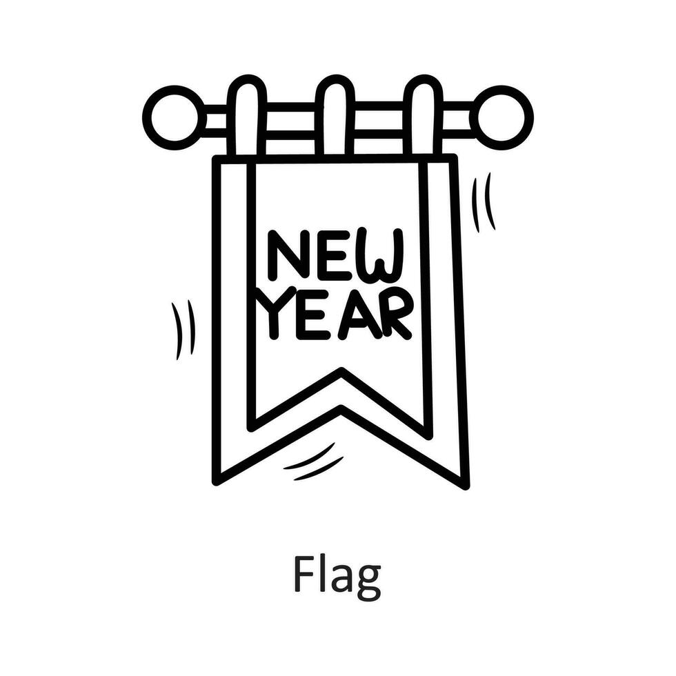 Flag vector outline Icon Design illustration. New Year Symbol on White background EPS 10 File