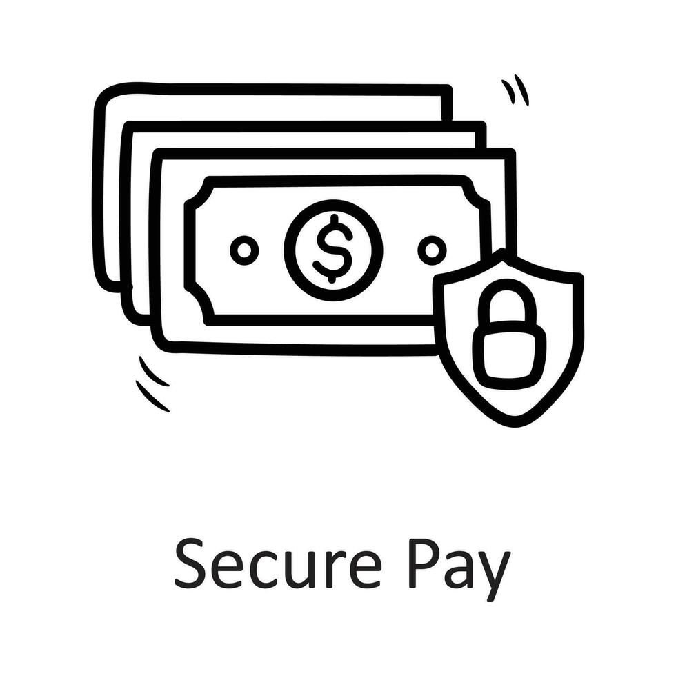 Secure Pay vector outline Icon Design illustration. Security Symbol on White background EPS 10 File