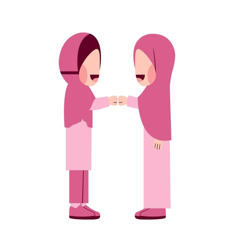 Hijab Girls Doing Fist Bump Illustration vector