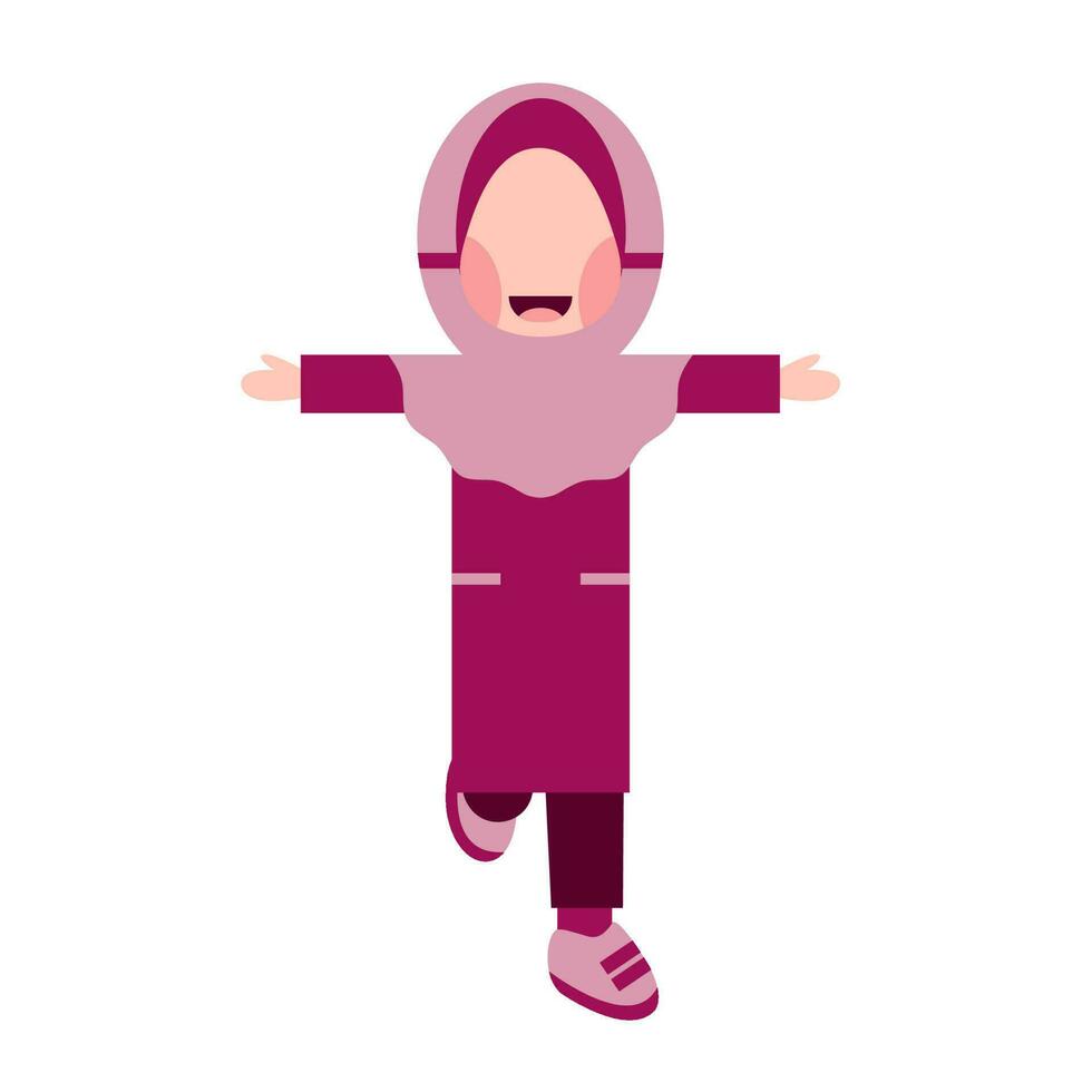 Hijab Girl Character Running Illustration vector