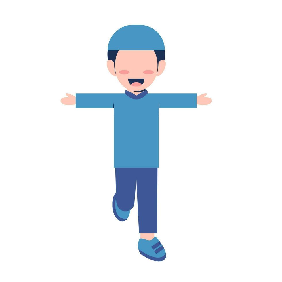 Muslim Boy Character Running Illustration vector