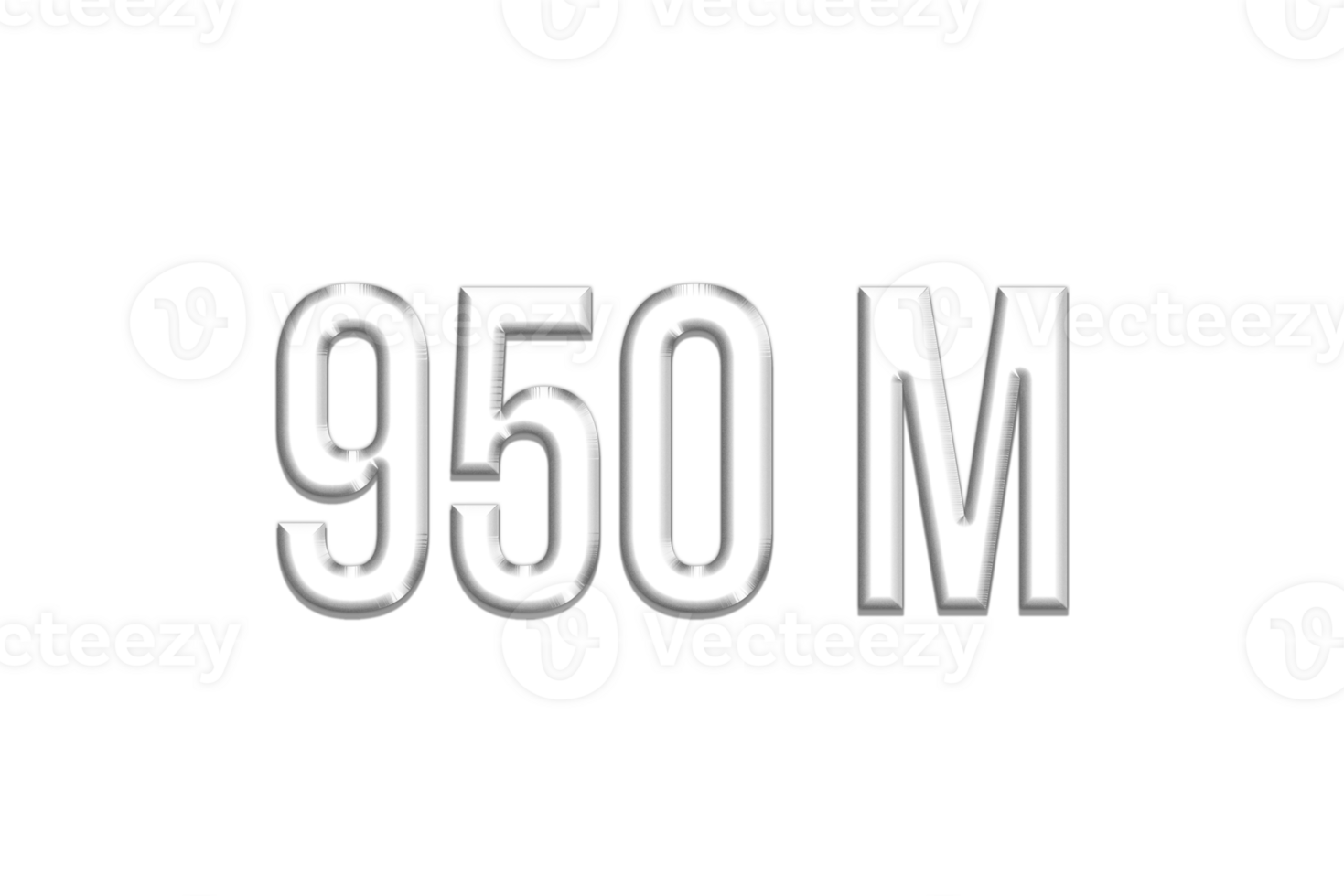 950 million subscribers celebration greeting Number with silver design png