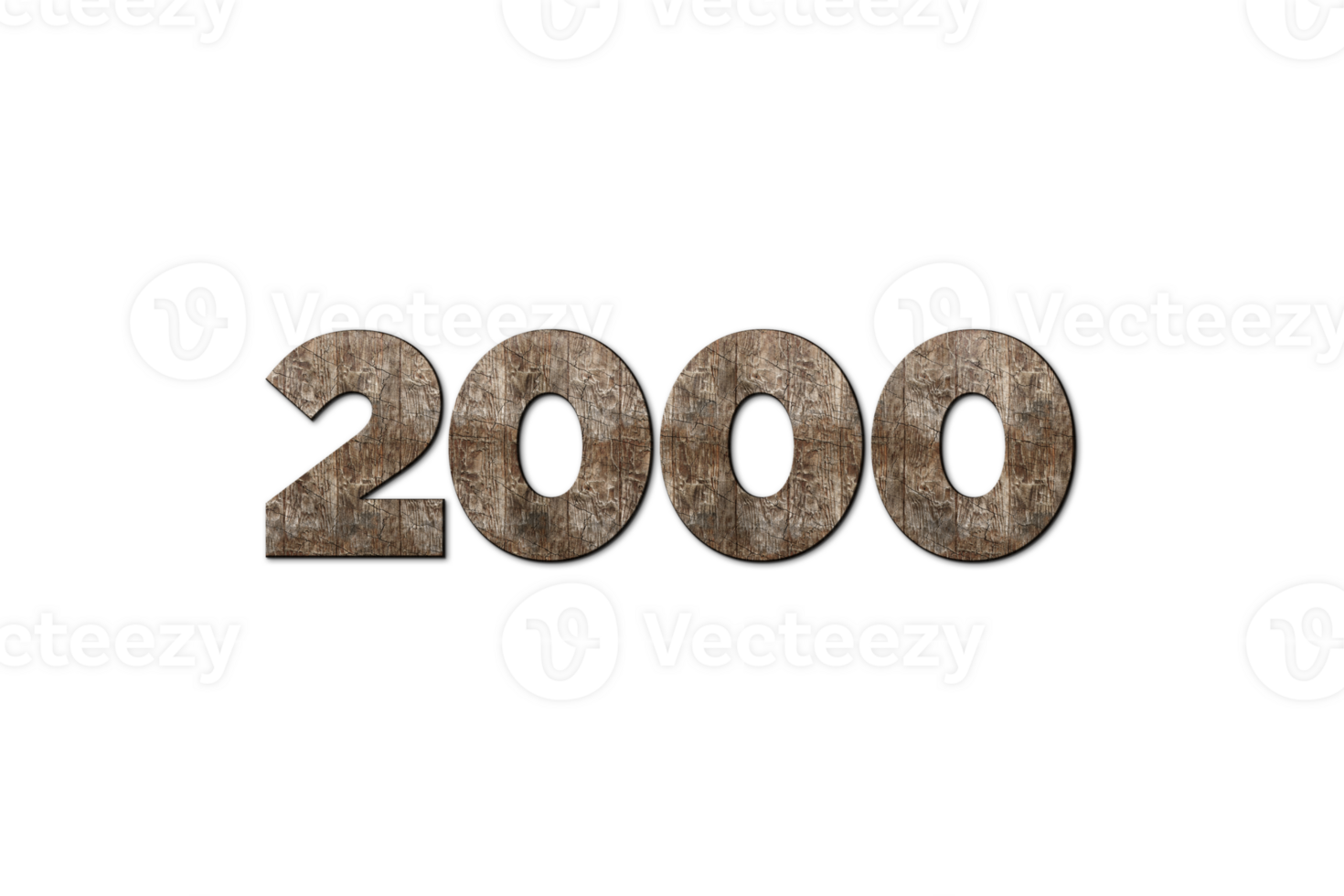 2000 subscribers celebration greeting Number with old walnut wood design png