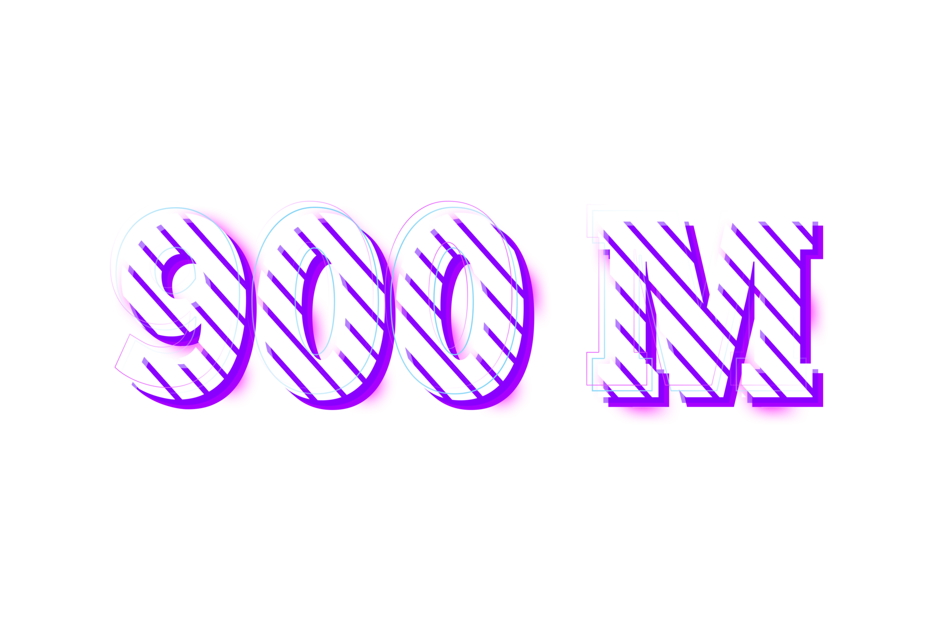 900 Million Subscribers Celebration Greeting Number With Stripe Design 