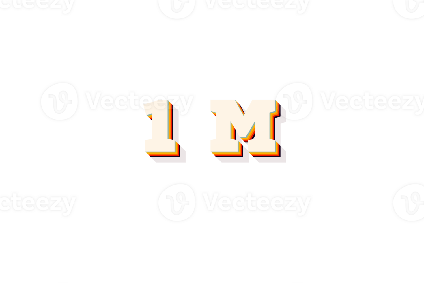 1 million subscribers celebration greeting Number with retro 2 design png
