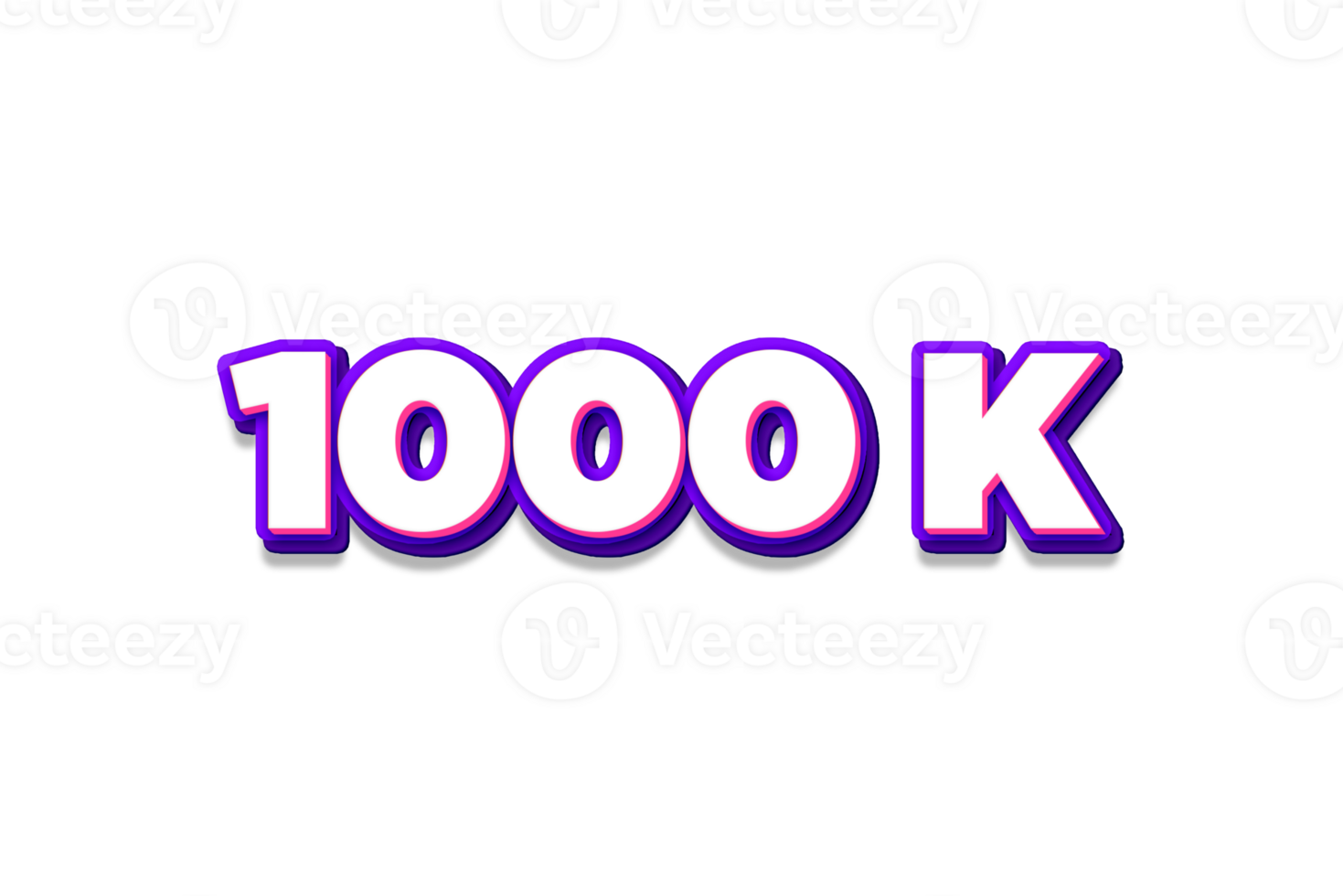 1000 k subscribers celebration greeting Number with purple and pink design png