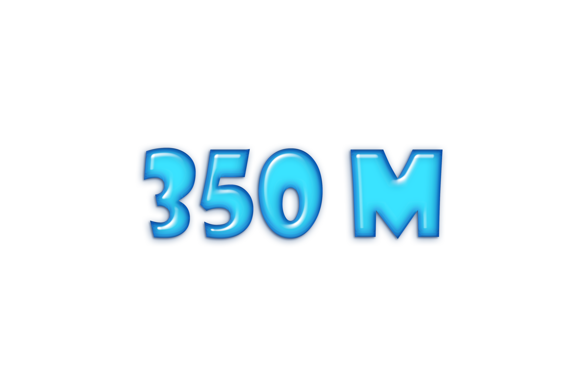 350 Million Subscribers Celebration Greeting Number With Blue Glossi 