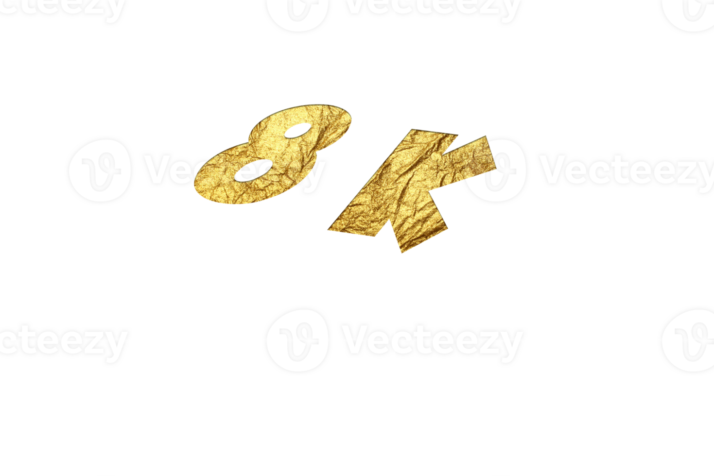 8 K subscribers celebration greeting Number with golden paper design png