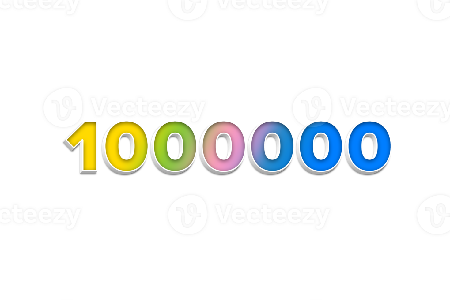 1000000 subscribers celebration greeting Number with 3d extrude design png