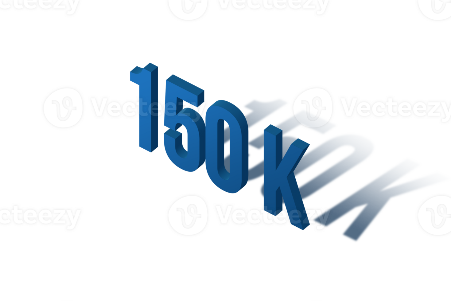 150 k subscribers celebration greeting Number with isomatric design png