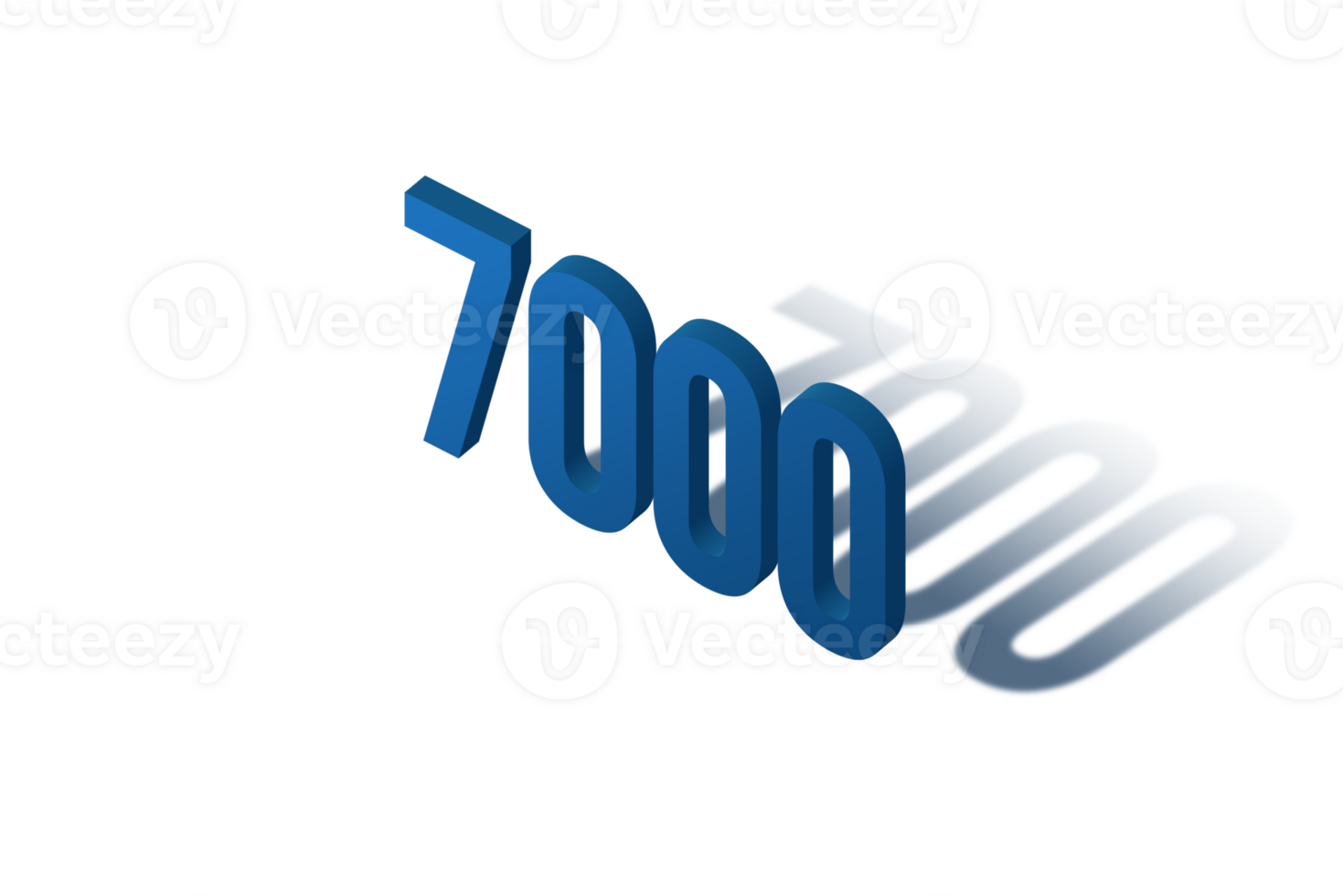 7000 subscribers celebration greeting Number with isomatric design png
