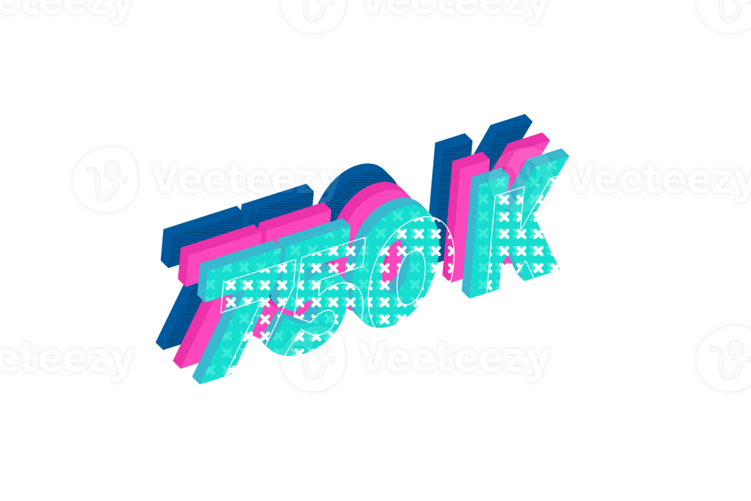 750 k subscribers celebration greeting Number with multi layers design png