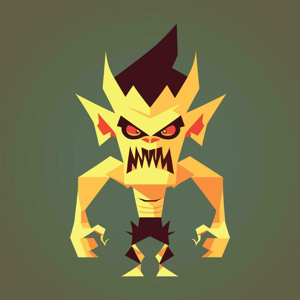 gratis vector linda enojado amarillo diablo con pequeño cuernos dibujos animados ilustración