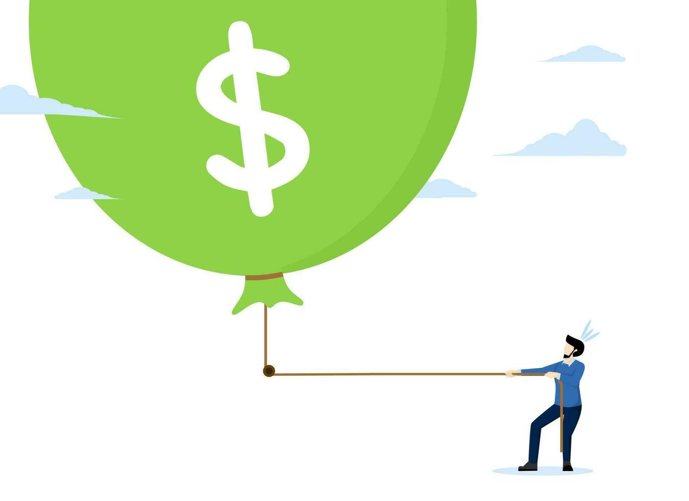 FED, economic risk or investment bubble concept, Federal Reserve trying to tame inflation by raising interest rate, entrepreneur or Federal Reserve government trying to lower big inflation balloon vector