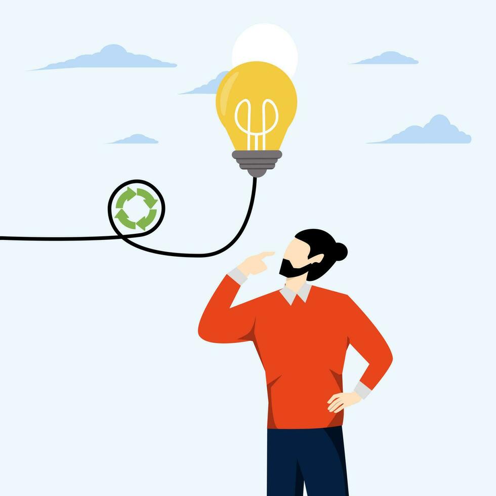 thinking of new ways to solve problems, Rethinking or rethinking to make changes for better results, innovative ideas to disruption concepts, business people rethink with light bulb ideas. vector