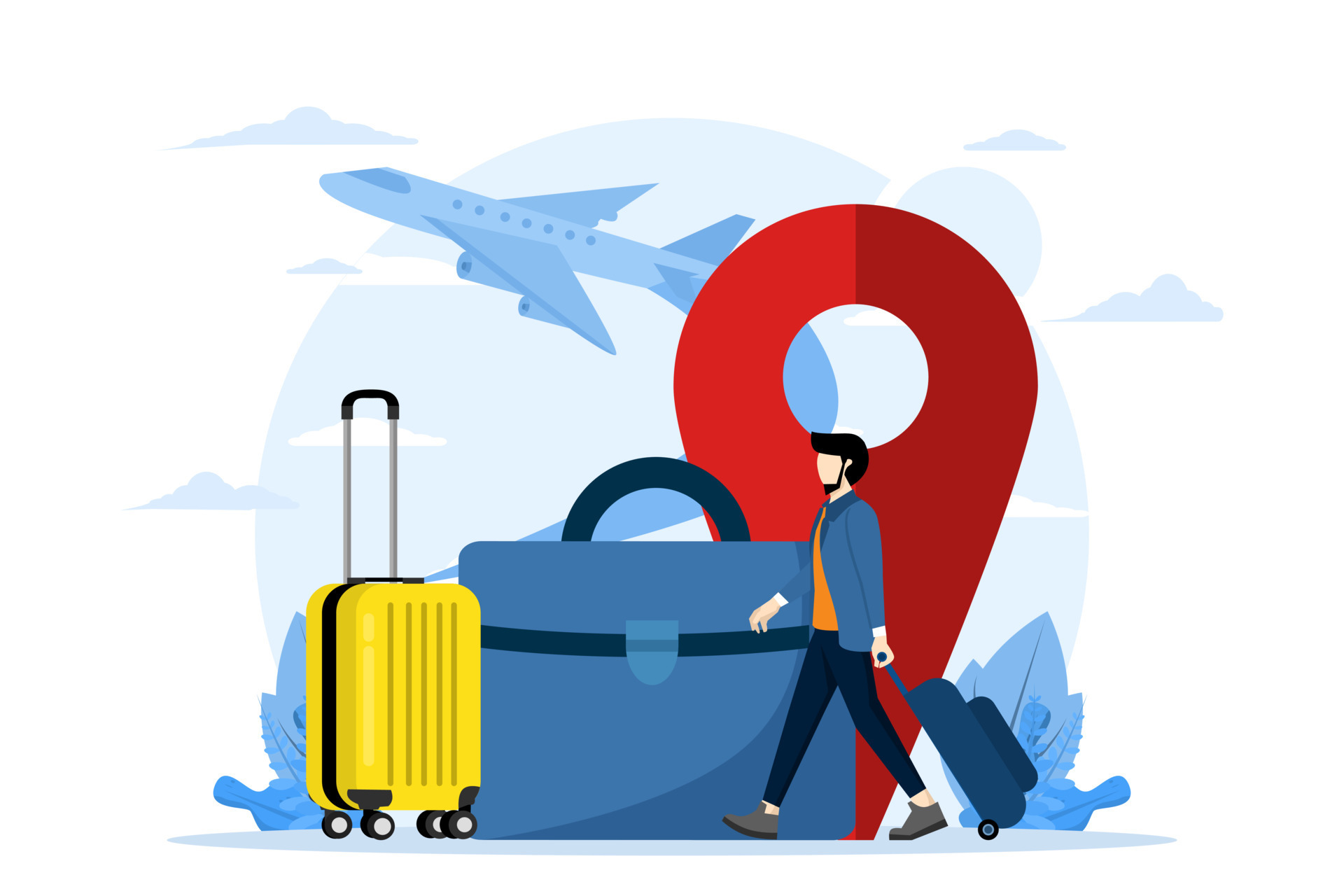 Business or tourism travel concept, work on the go. Business traveler in  airport departure area waiting for flight. Vector illustration of business  trip. 23659748 Vector Art at Vecteezy