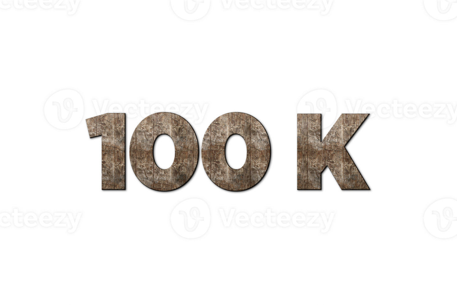 100 k subscribers celebration greeting Number with old walnut wood design png