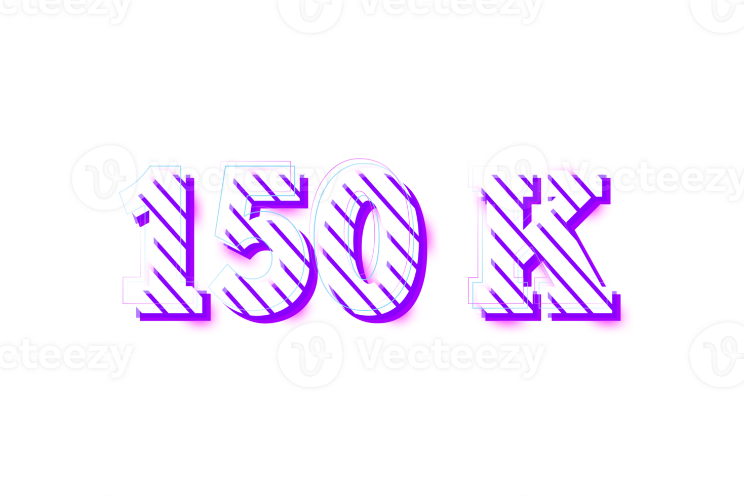 150 k subscribers celebration greeting Number with stripe design png