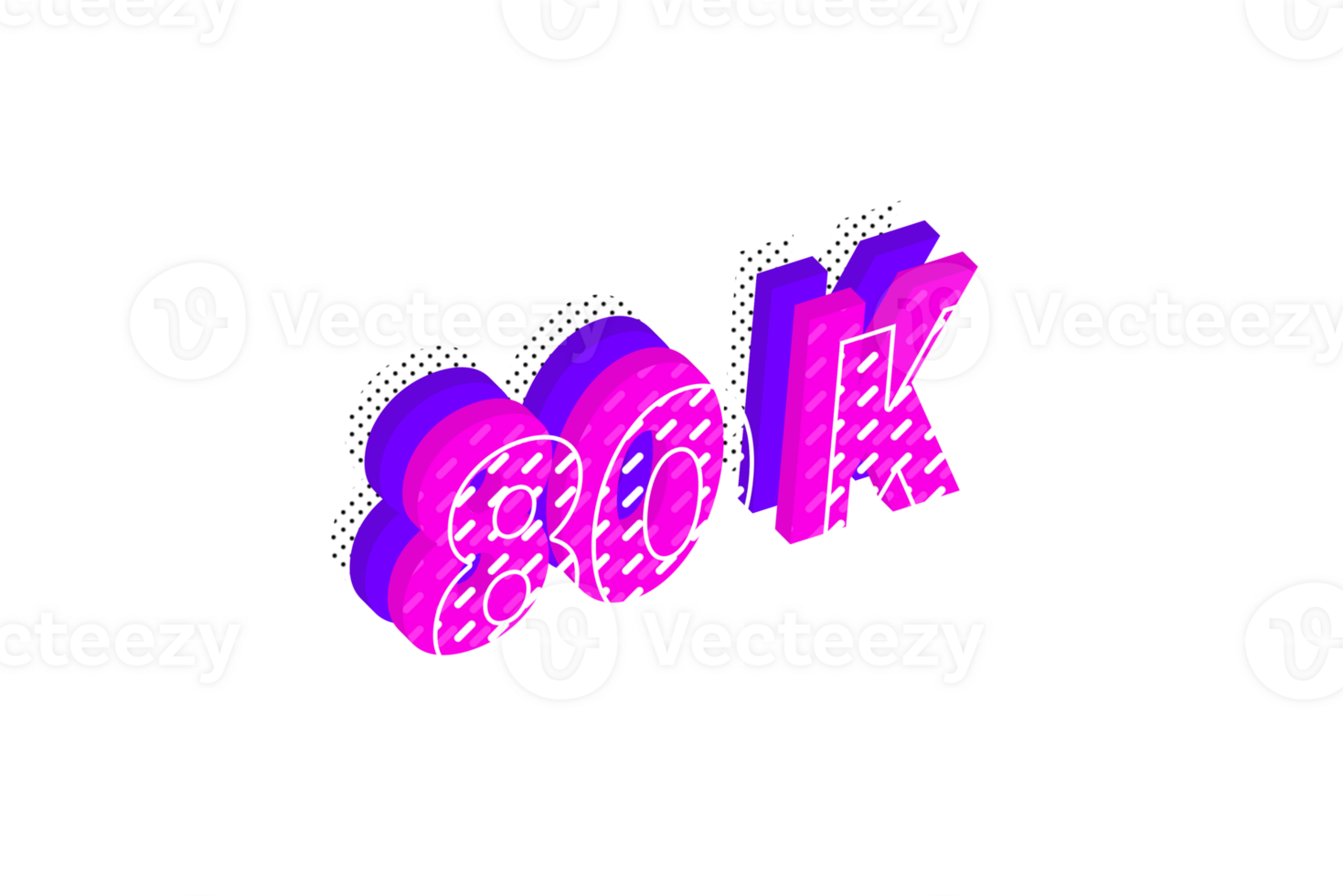 80 k subscribers celebration greeting Number with multi layer design png
