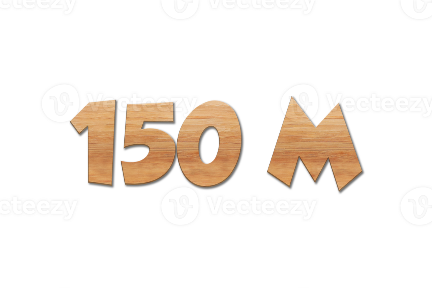 150 million subscribers celebration greeting Number with oak wood design png