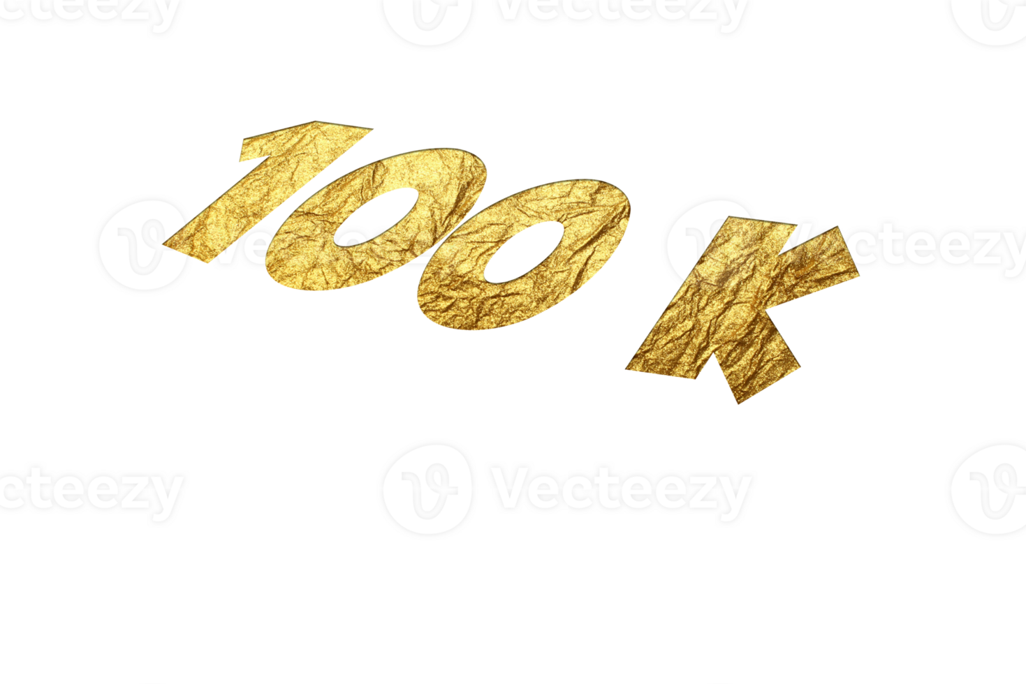 100 k subscribers celebration greeting Number with golden paper design png