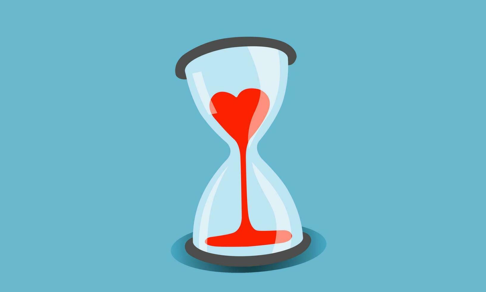 Heart shaped hourglass illustration icon.  Means being in love or the length of our lives. vector