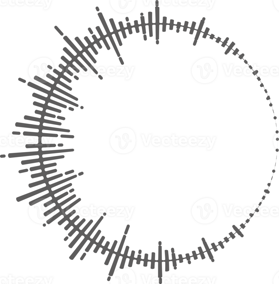 Circle music soundwave. Circular equalizer. Round audio spectrum. Graphic shape. Concentric beat and explosion. Digital geometric frame png