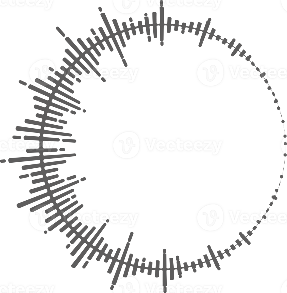 circulo música onda de sonido. circular igualada. redondo audio espectro. gráfico forma. concéntrico golpear y explosión. digital geométrico marco png