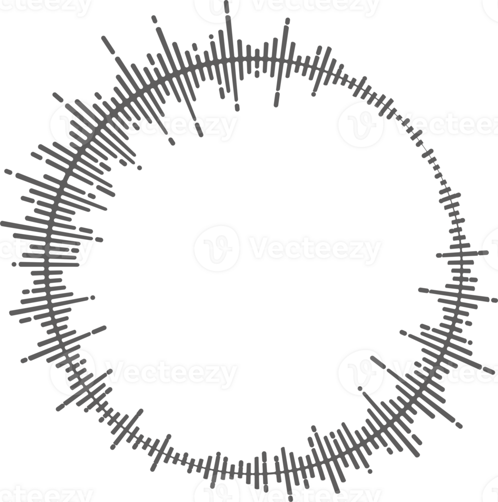 Circle music soundwave. Circular equalizer. Round audio spectrum. Graphic shape. Concentric beat and explosion. Digital geometric frame png